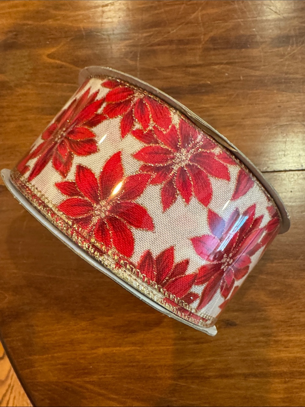 NEW Sealed Kirkland Signature Wired Poinsettia Red 50 yds 2 1/2” Wide Christmas